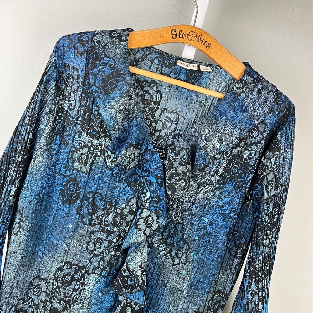 Cato Floral Lace Print Y2K Style Top Blouse Womens XL Fairycore Whimsigoth‎